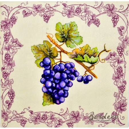 Serwetka decoupage firmy IHR winogrona fioletowe 33x33cm